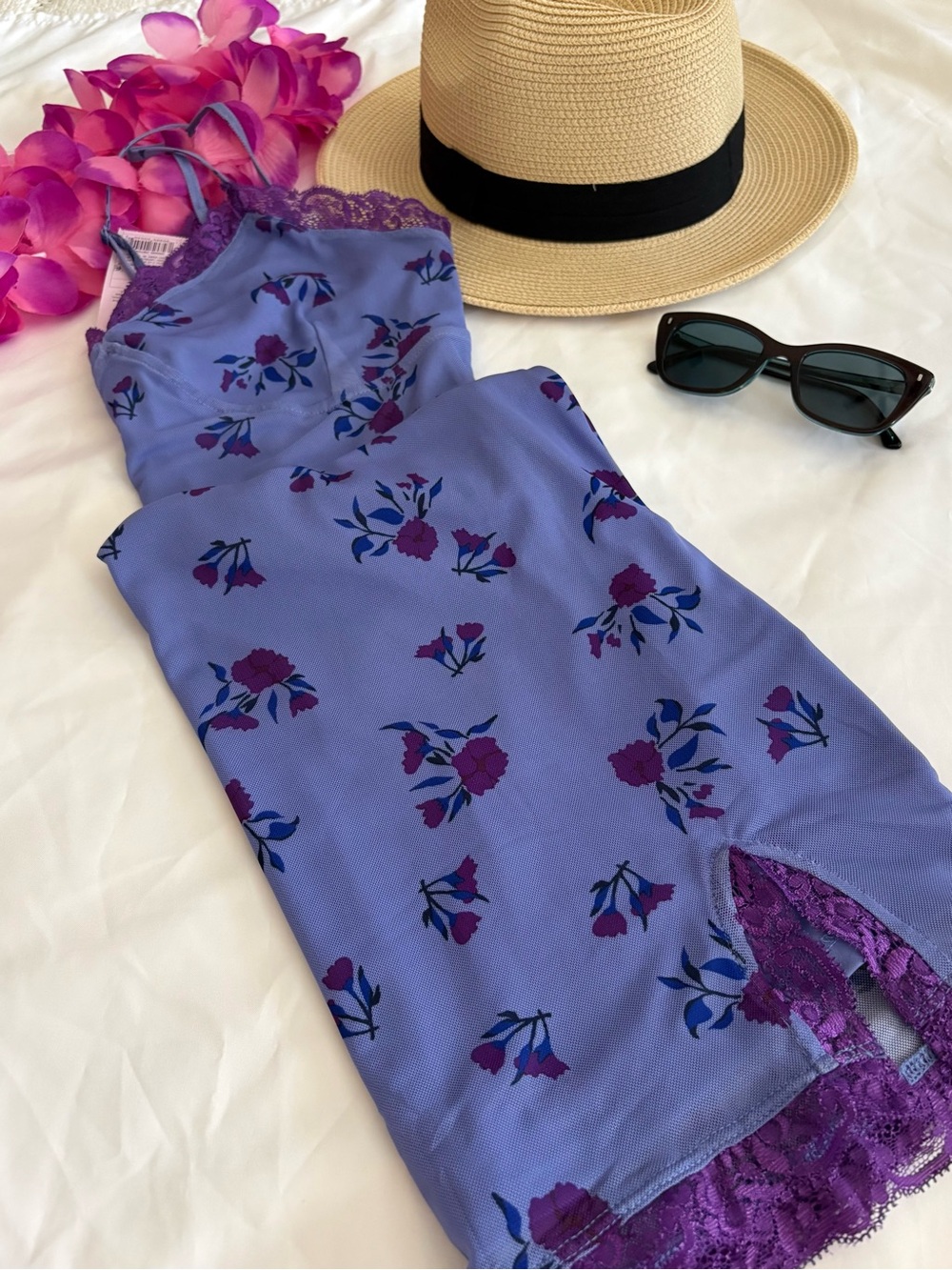 💜 NWT Wild Fable Periwinkle Lace Trim Cami Slip Dress~Size Medium~NWT